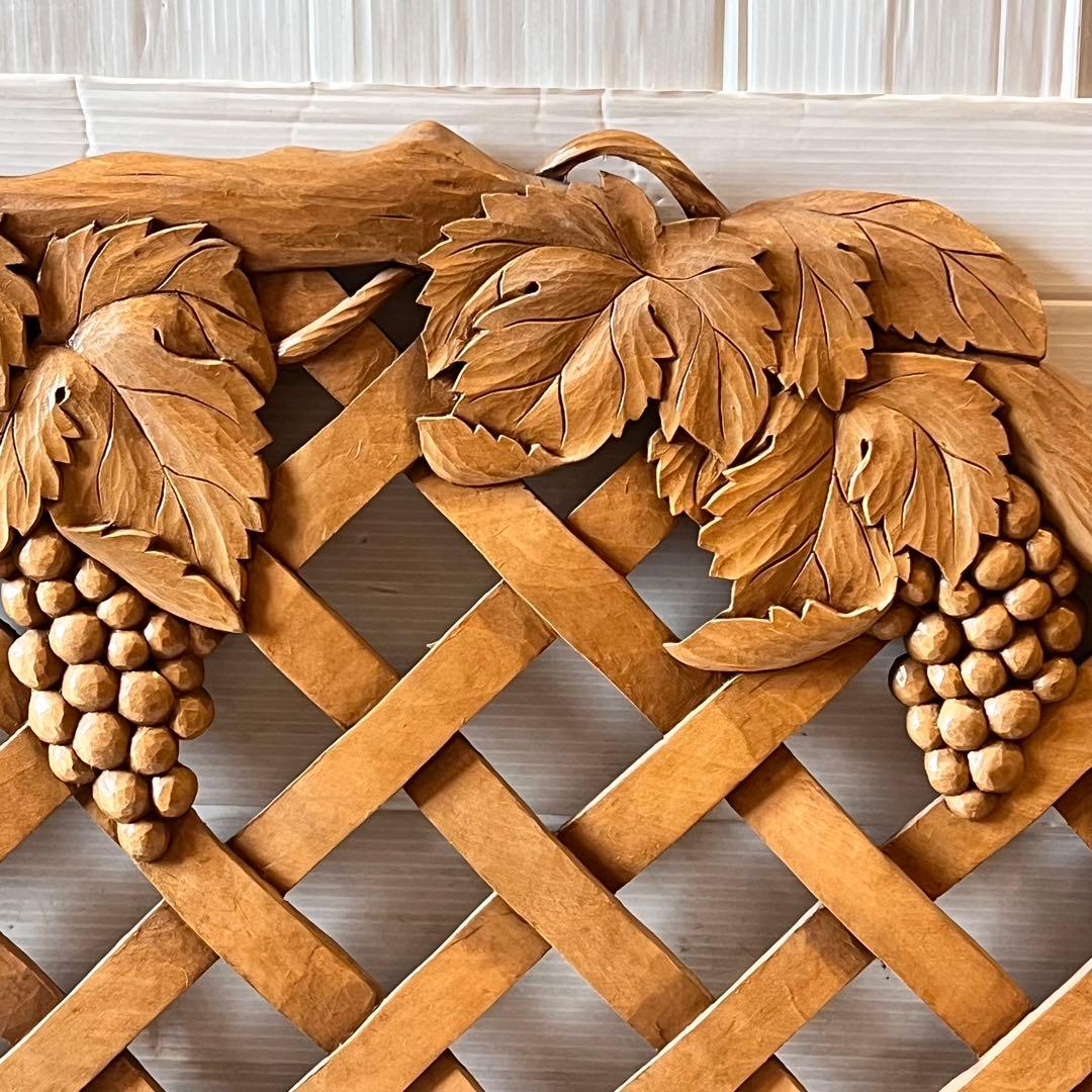 一点もの　木彫り　木製　ぶどう　ハンガー掛け　帽子掛け　インテリア