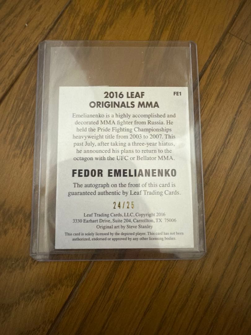 2016 LEAF エメリヤーエンコ・ヒョードル直筆サインカード
