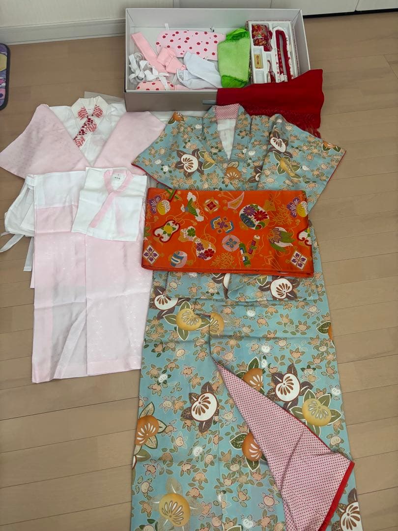 七五三 伝統的な着物セット　高級　浜縮緬　浜ちりめん