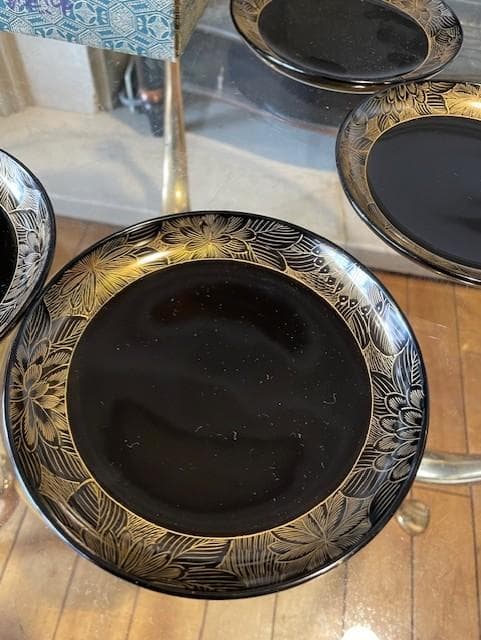 七宝堂 漆製 花模様 膳 5枚セット