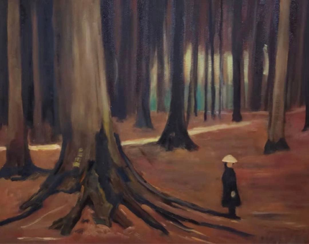 肉筆☆油絵☆F20号『森の中少女』ゴッホ/模写