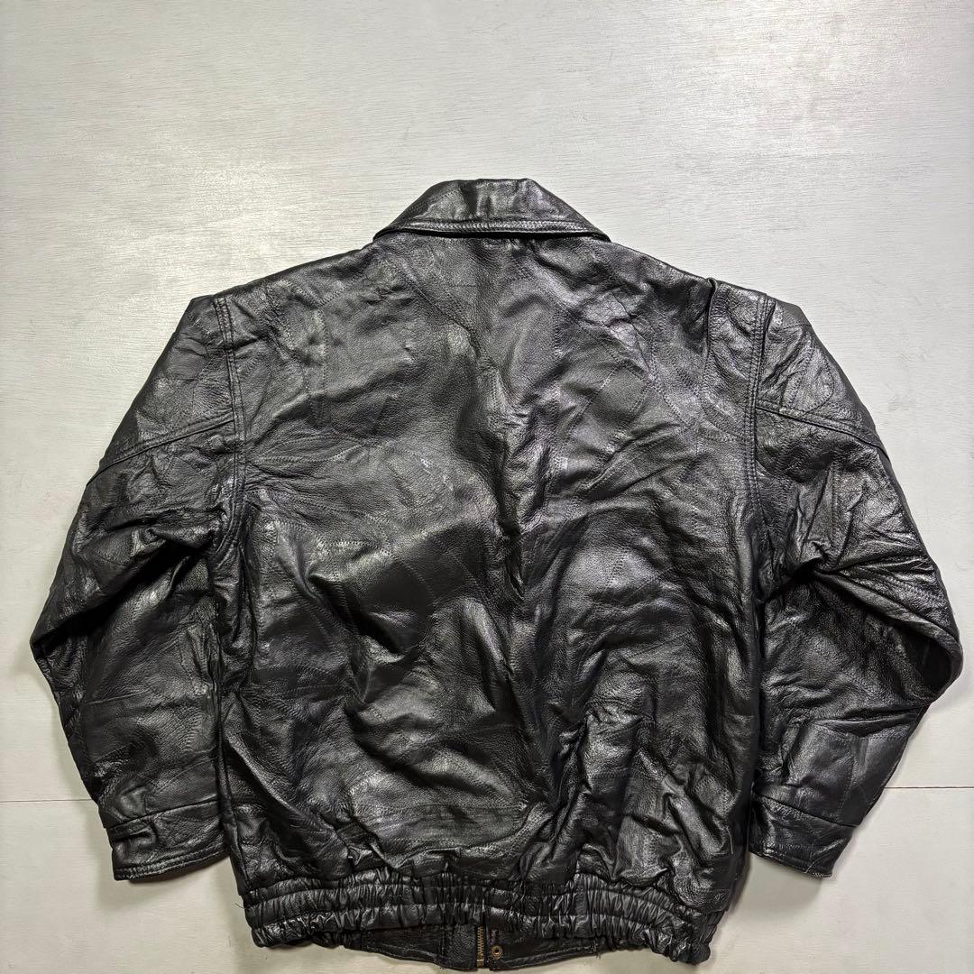 vintage A-2 レザージャケット　本革オールレザー　パッチワーク　黒　M