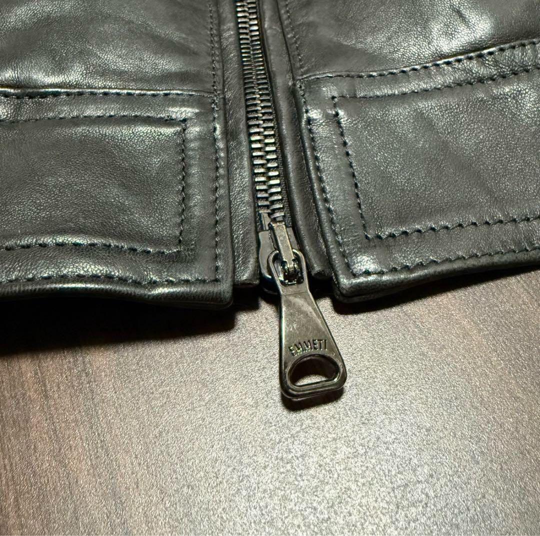 期間限定価格美品EMMETI JURIラムレザーシングルライダースジャケット46