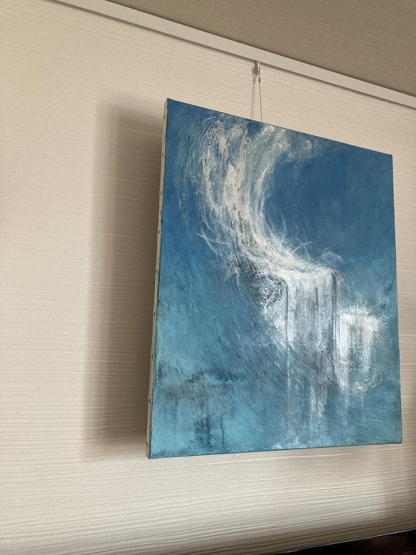 光の滝　抽象画　キャンパス　アクリル　絵画　海　滝　水