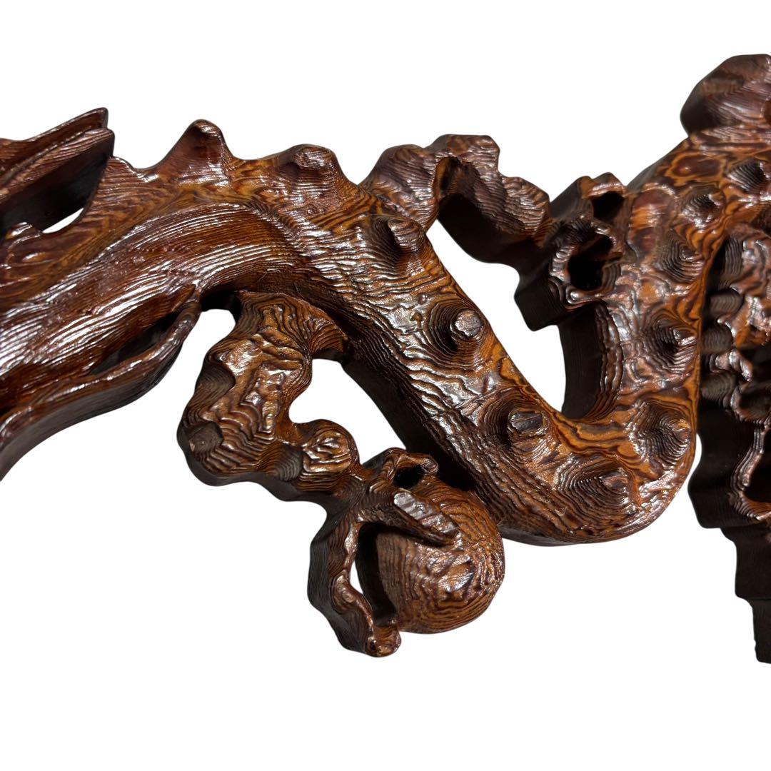 昇龍　木彫　龍　竜　縁起物　置物　インテリア　ドラゴン　木製　オブジェ