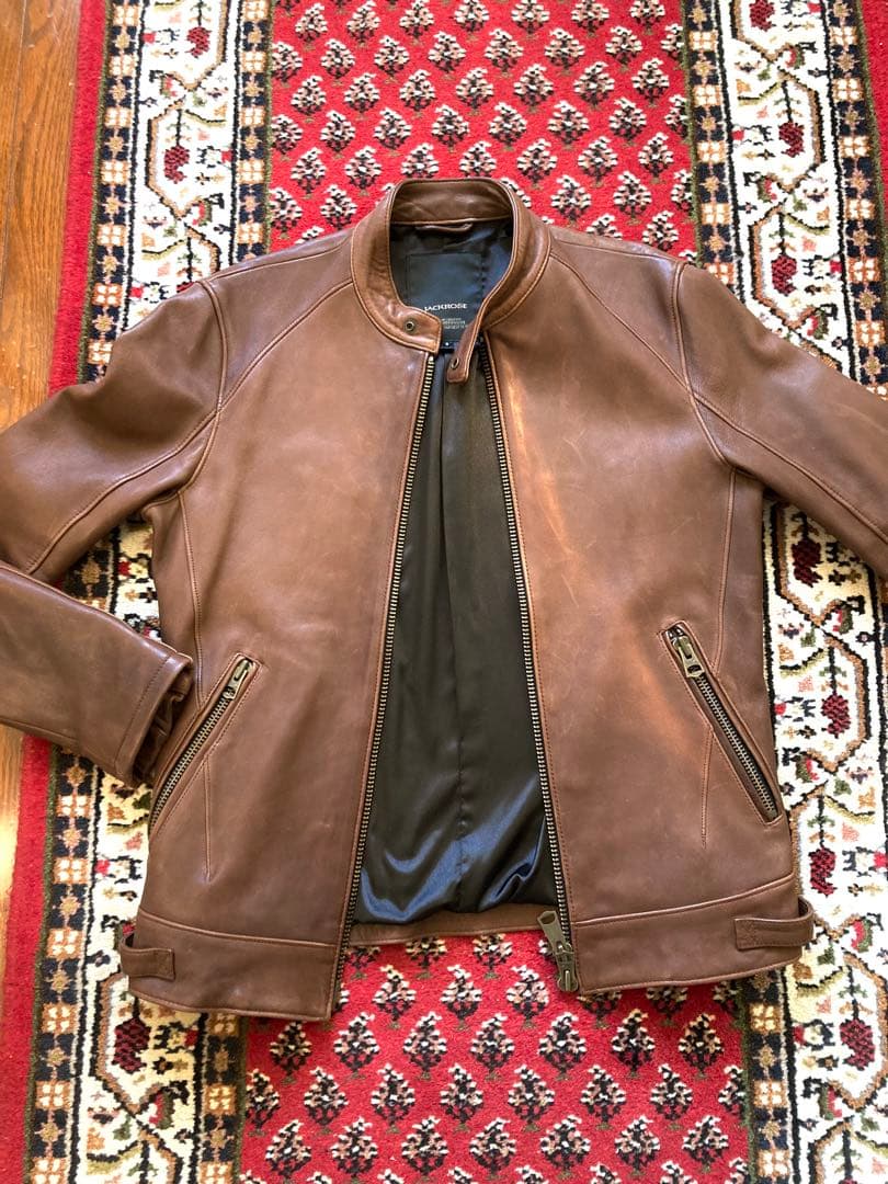 美品！紳士の品格◆暖かいラムレザーライダースジャケットLジャックローズ　ブルゾン