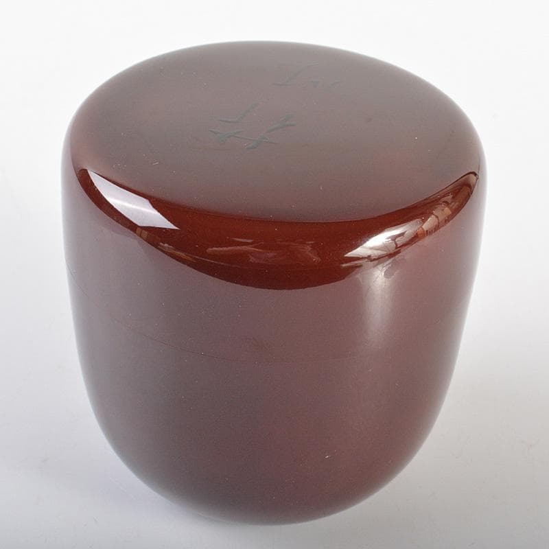 茶道具　 山中塗　中村光佑作　蓋内蒔絵　棗　共布　書付共箱　V　R6764