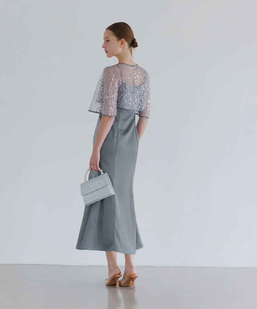 【Leja】スパンコールビジューボレロマーメイドワンピースドレス