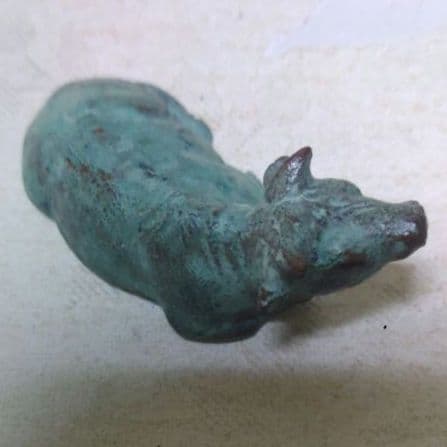 火防神牛　出羽三山神社　長谷川雅山　恵久　銅製　牛　銅製　金属工芸　ア12