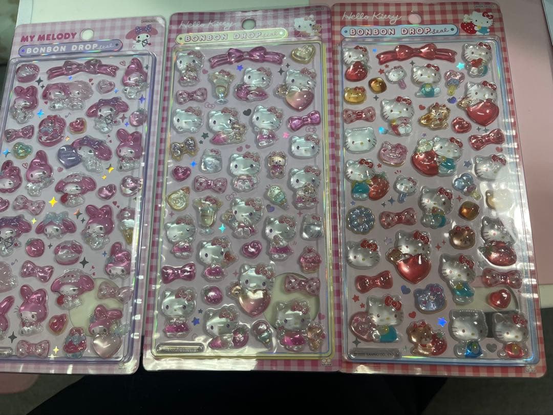 キティちゃんマイメロディ ボンボンドロップシール 3シートセット