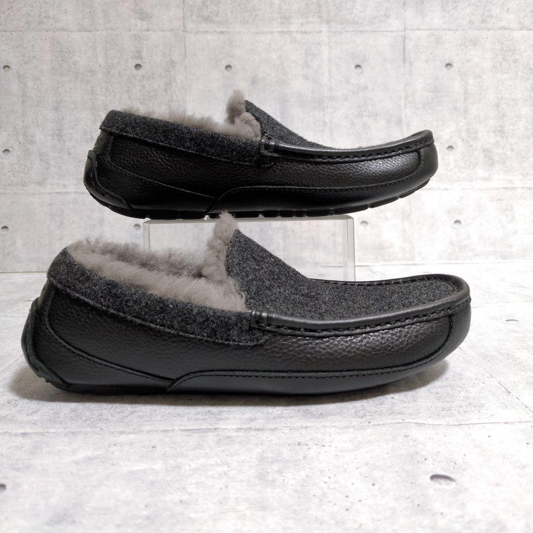 未使用級　UGG　ASCOT　アグ　アスコット　レザー切り替え　スリッポン