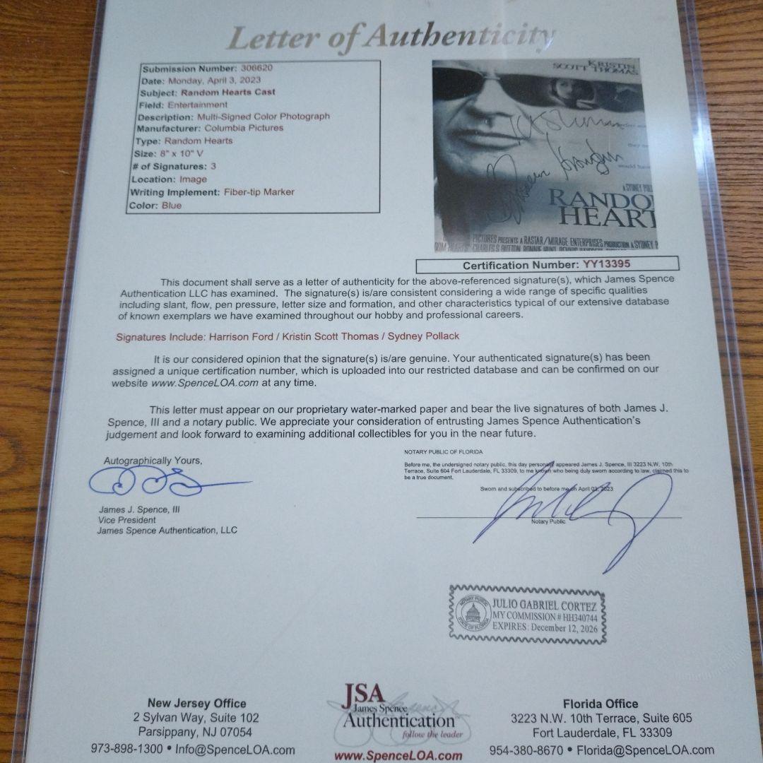 ハリソンフォード　サイン　オートグラフ　コミコン　SWAU　8×10インチ