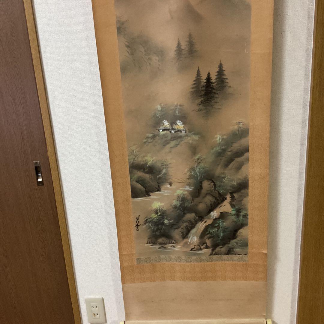 紙本 彩色画風景図 作者不詳 落款印譜在 桐箱