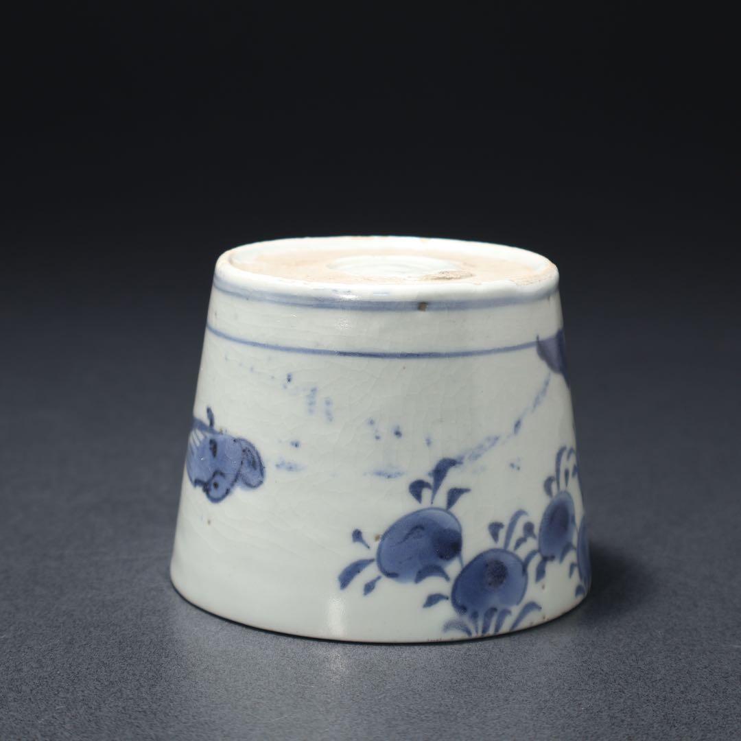 伊万里染付蜜柑に鳥図　蕎麦猪口　古伊万里　骨董　R1296w3ダA