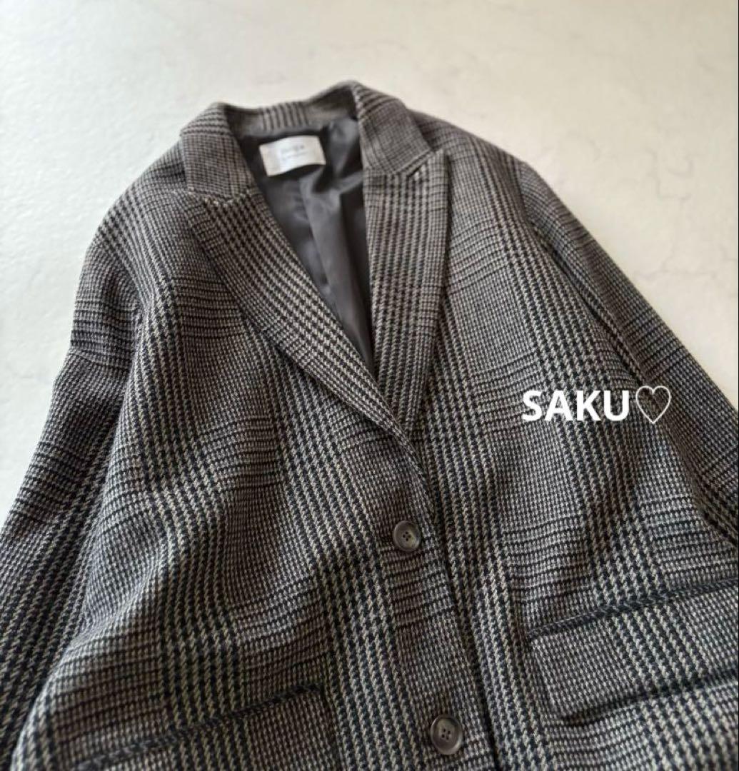 ゆうこりん❣️定価7万 MOGA グレンチェックジャケットコート サイズ2