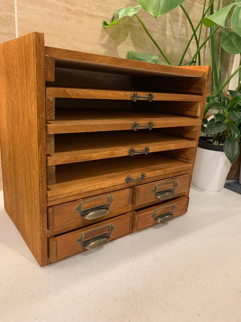 す*♬様 アンティーク風　スライド式書類ボックス　ハンドメイド