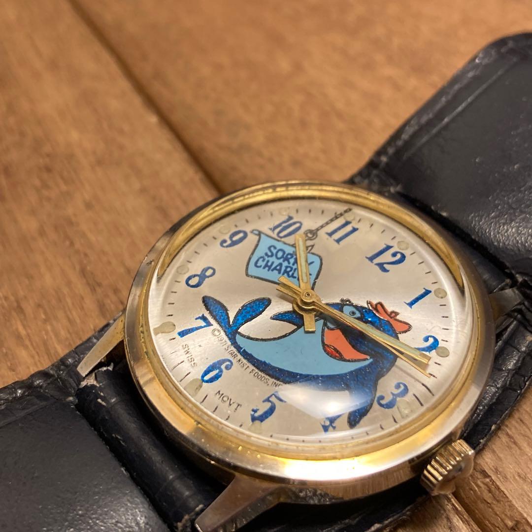 ビンテージ チャーリーザツナ 手巻き腕時計 レザーベルト USAアドバタイジング