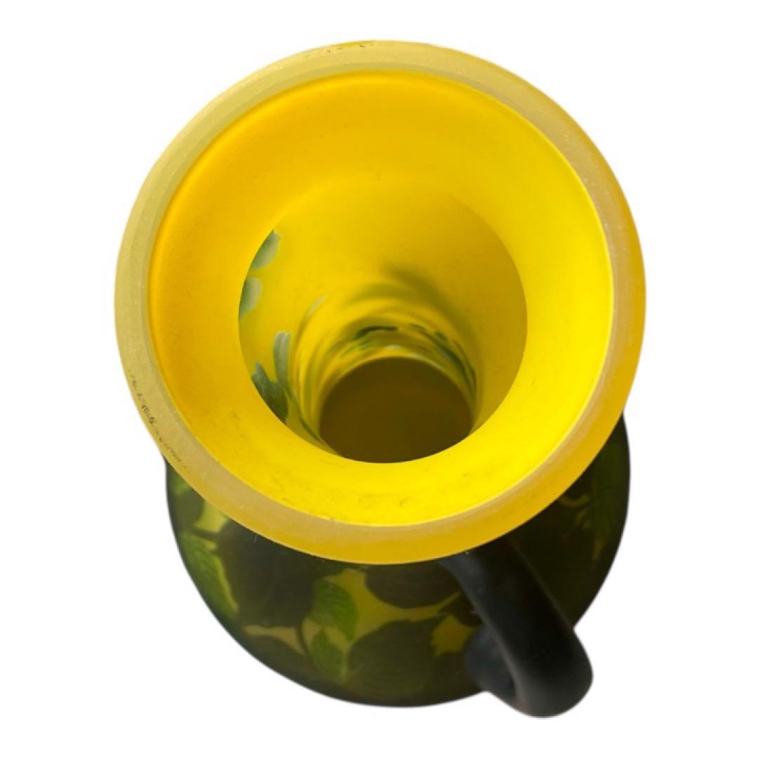 アール・ヌーヴォー様式 ガレ風 ガラス花瓶エミール・ガレ刻印あり アンティーク調