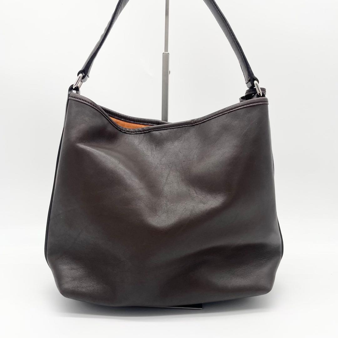 美品　HIROFU ワンショルダーバッグ　レザー　ブラウン　チャーム付