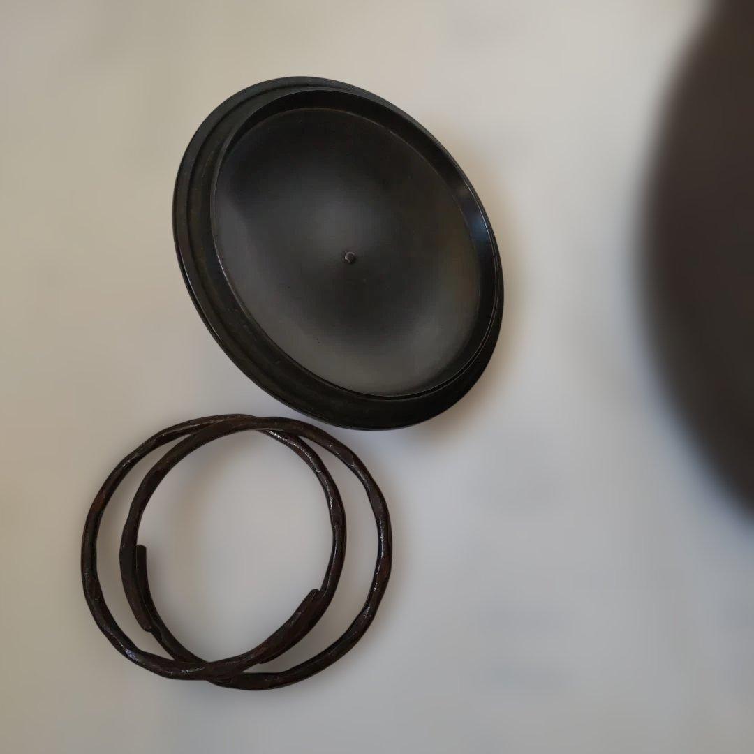 茶釜 釜師 人間国宝 高橋敬典 造 萬代屋釜 釜環付き 共箱 栞 茶道具 美品