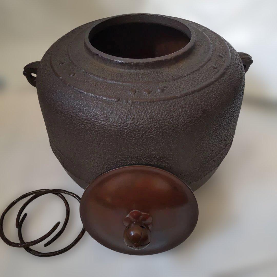 茶釜 釜師 人間国宝 高橋敬典 造 萬代屋釜 釜環付き 共箱 栞 茶道具 美品