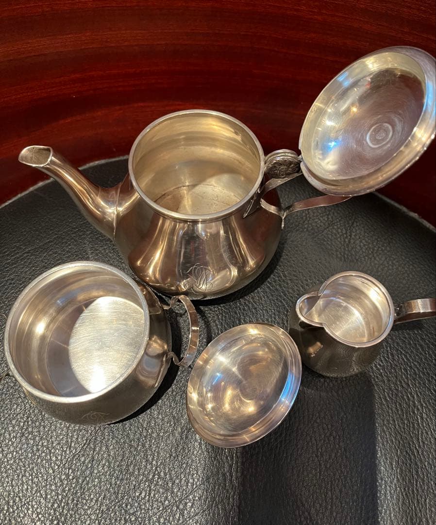 ピュイフォルカ　純銀製　ティーポット　3点セット　アンティーク