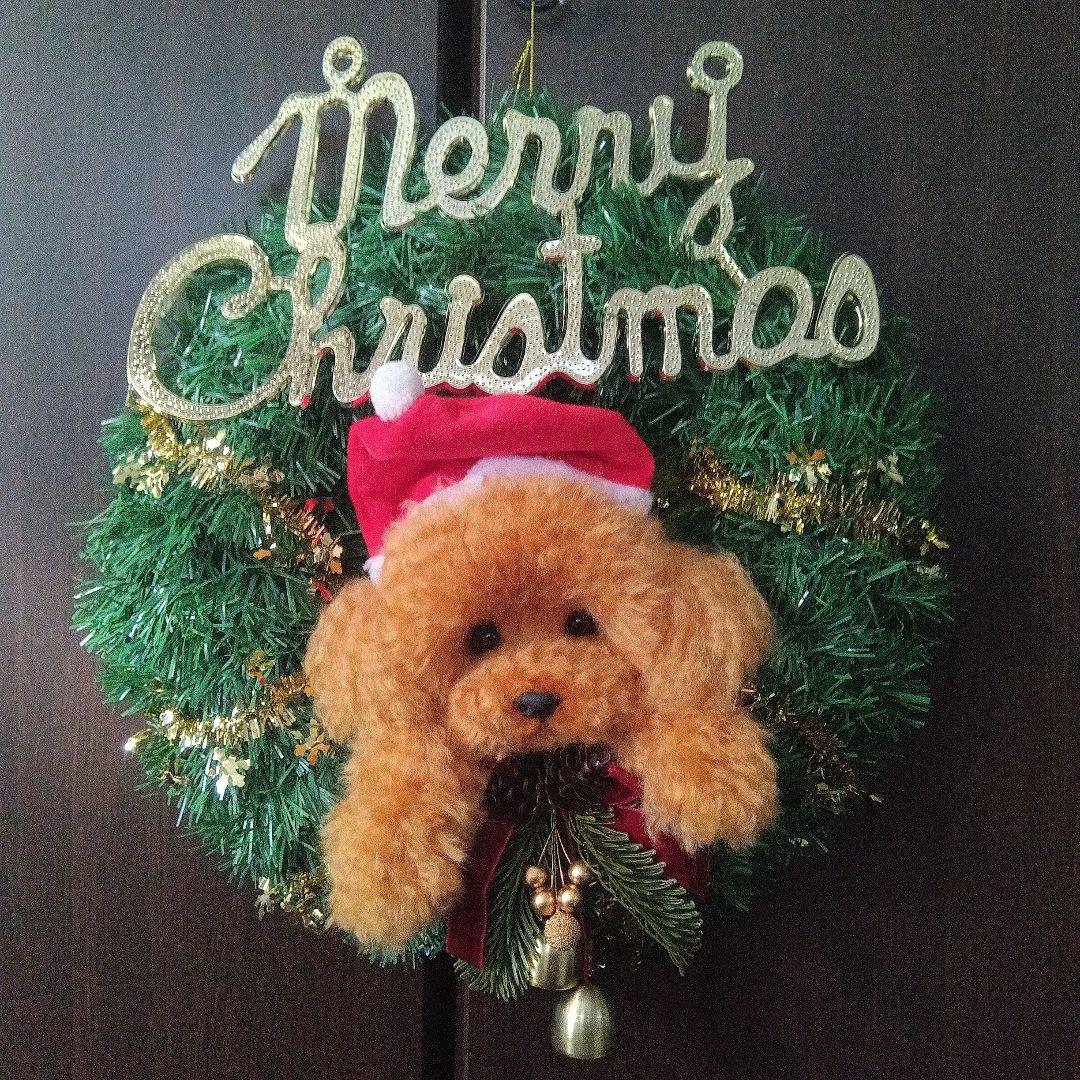 羊毛フェルト　トイプードル　クリスマスリース　２点　momonga0401