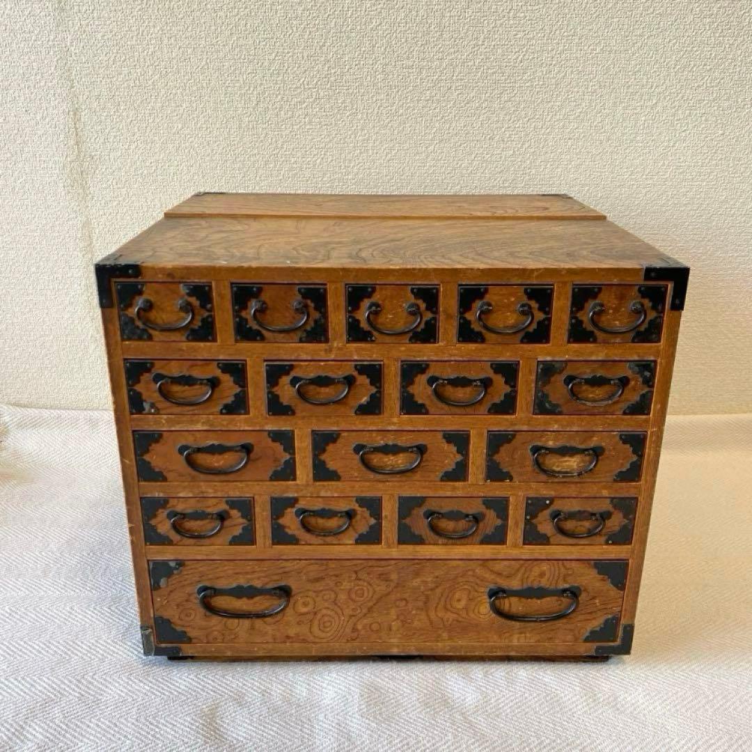 最終】小箪笥 薬箱 裁縫箱 小物棚 17杯 和モダン テレビ台 隠箱 雑貨棚