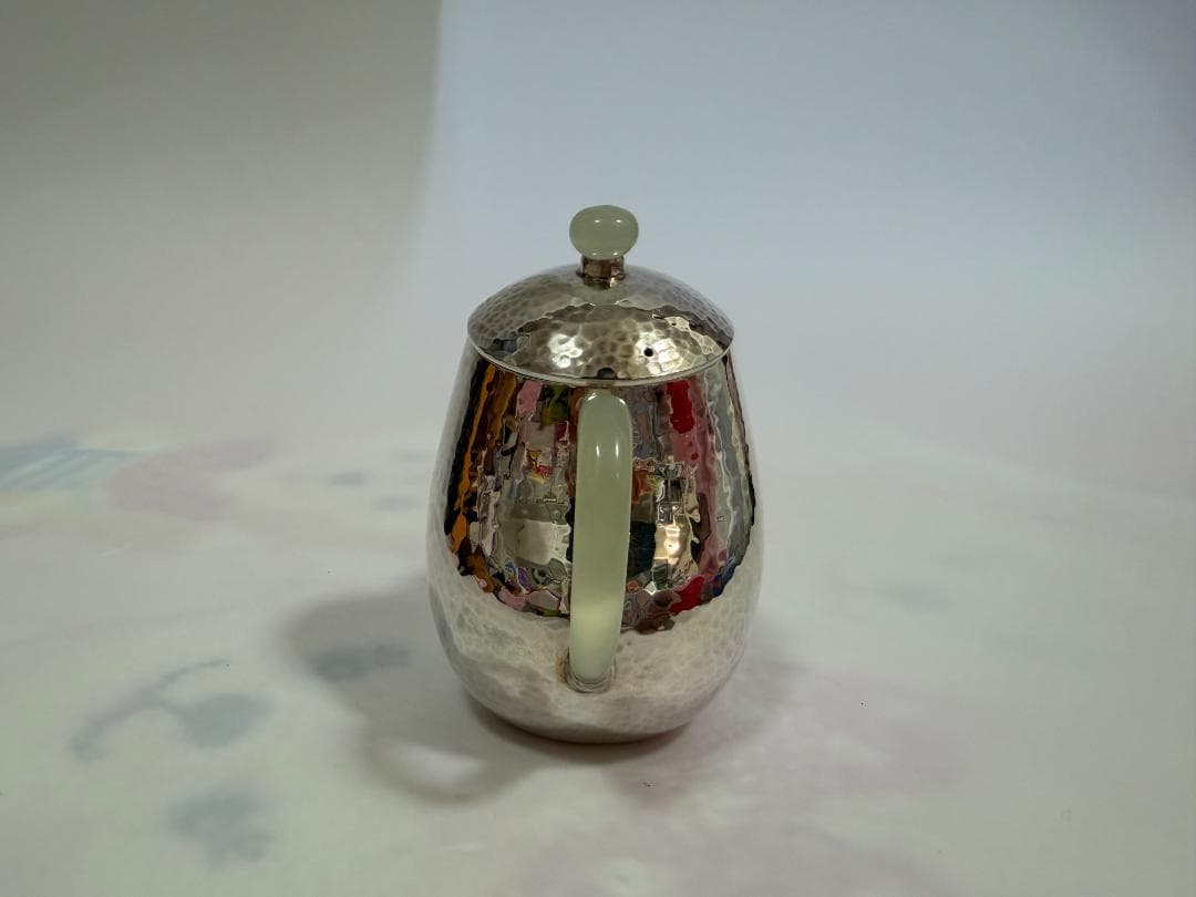 純銀製 玉石取っ手 急須 銀瓶 煎茶道具