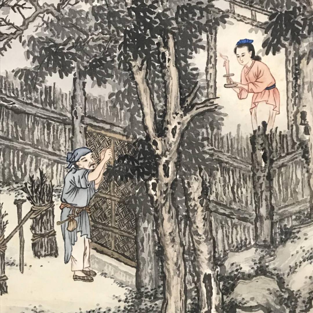 【真作】渓仙/山水人物図/掛軸/名家伝来/AB-729