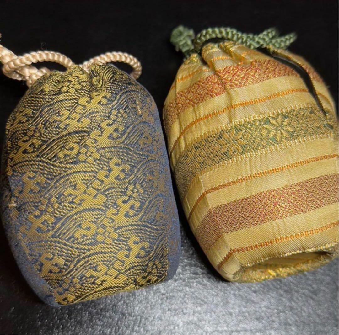 小代焼 肩衝 茶入/替仕服付！花文浮織 万代屋『近重治太郎』造！共箱/仕覆/栞付