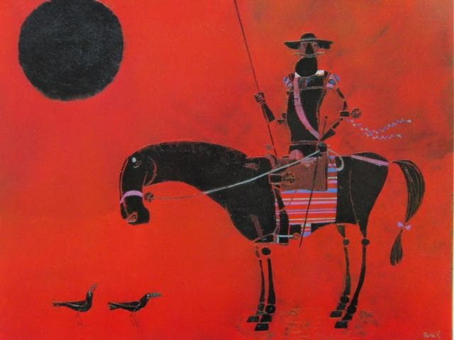 貝原六一、ロシナンテとカラスの対話（ドン・キホーテ）、希少な画集より