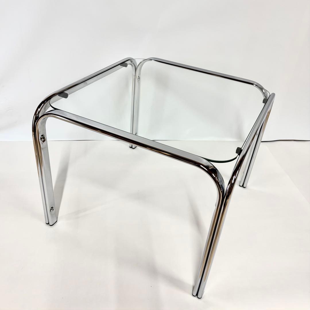 ガラステーブル サイドテーブル クローム スペースエイジ ミッドセンチュリー