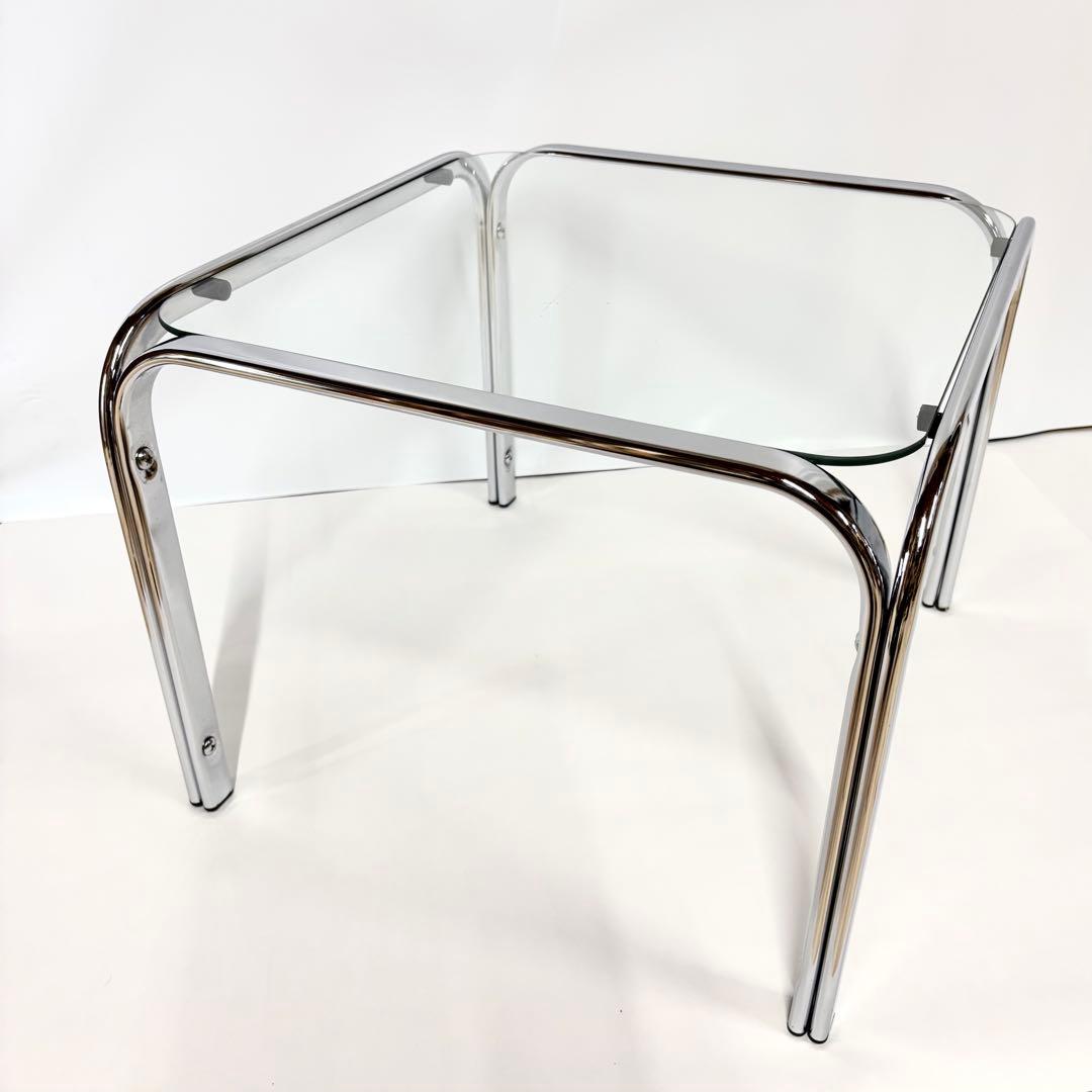 ガラステーブル サイドテーブル クローム スペースエイジ ミッドセンチュリー