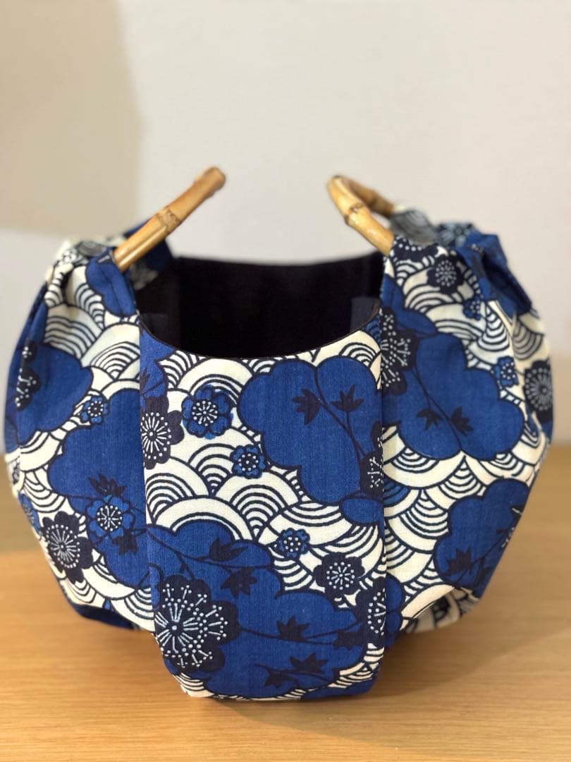 和装バック　着物バック　琉球柄　青海波　紅型柄（青）入学卒業結婚七五三振袖