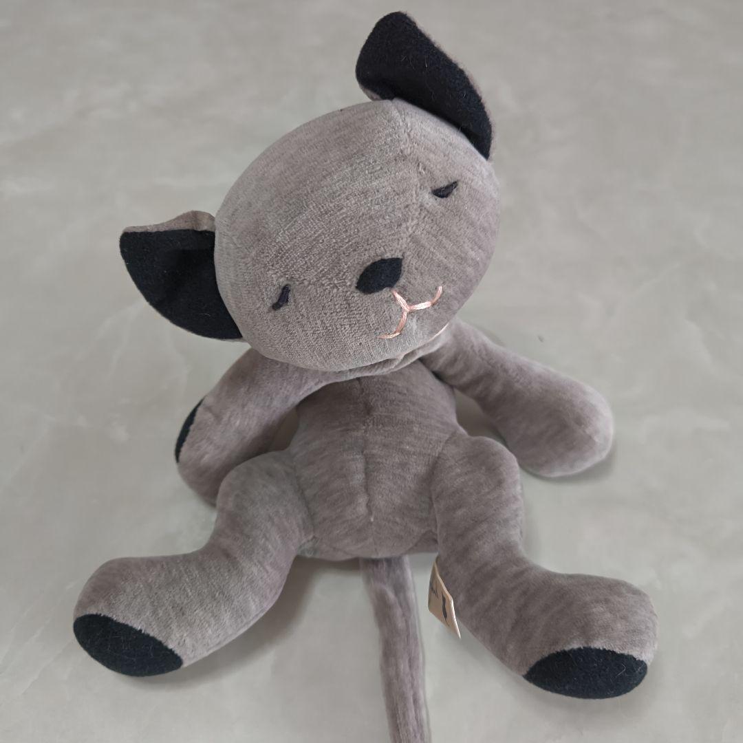 レア　ぬいぐるみ　モンスイユ　猫　ねこ　グレー　シャム猫　手にハートのワッペン