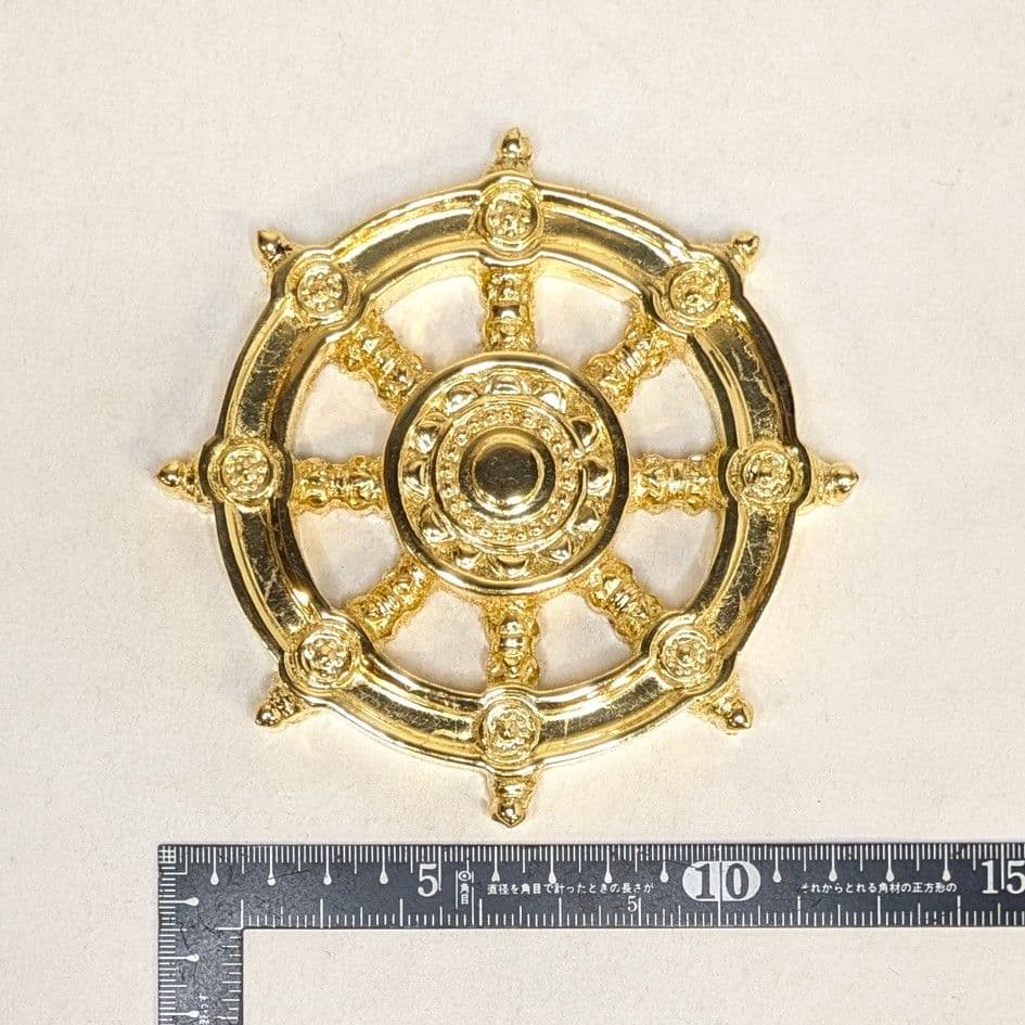 【セール・新品】 輪宝　木製　約12.4cm　4寸　金箔　宗派紋　定紋　法輪