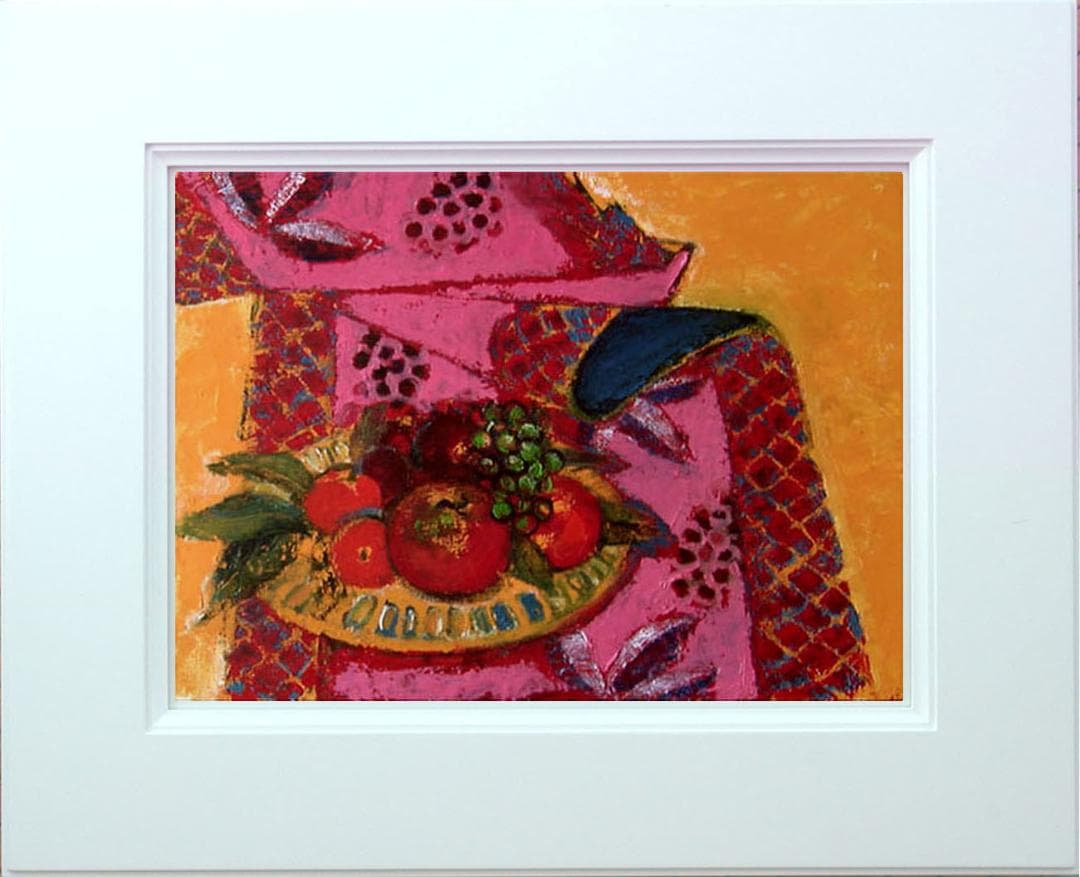 油絵 菅家令子 絵 絵画 インテリア 額付(白) uF6-113902 静物果物