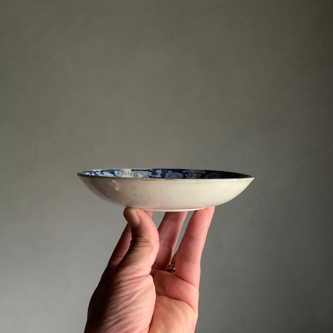 銅板転写 皿 プレート 蔓柄 古道具 アンティーク ブロカント