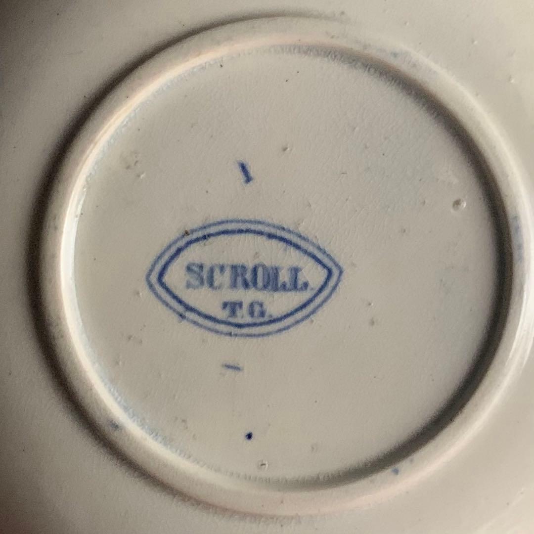 銅板転写 皿 プレート 蔓柄 古道具 アンティーク ブロカント