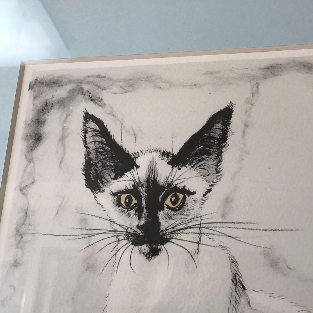 小澤清人 おざわきよんど ビー玉と猫 版画（9/100） 54×40㎝