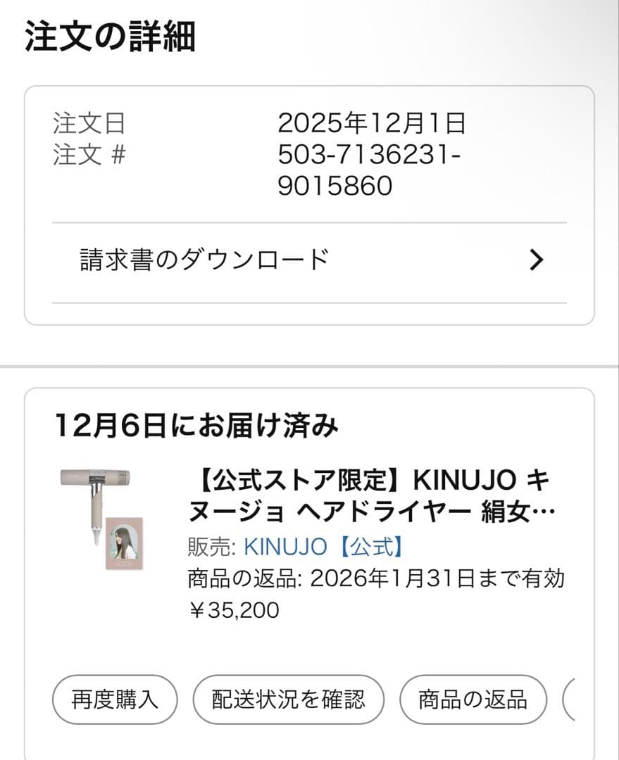 KINUJO コンパクトヘアドライヤー ブラウン