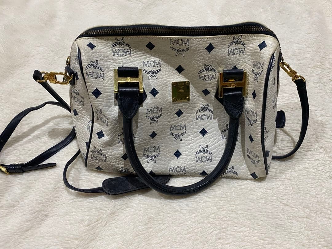 MCM ショルダーバッグ ホワイト/ネイビー