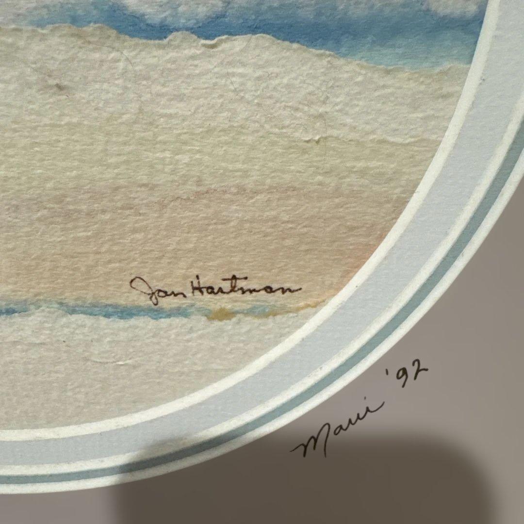 Jan Hartman ヴィンテージ風景コラージュ 水彩 夕焼け　マウイ島 92