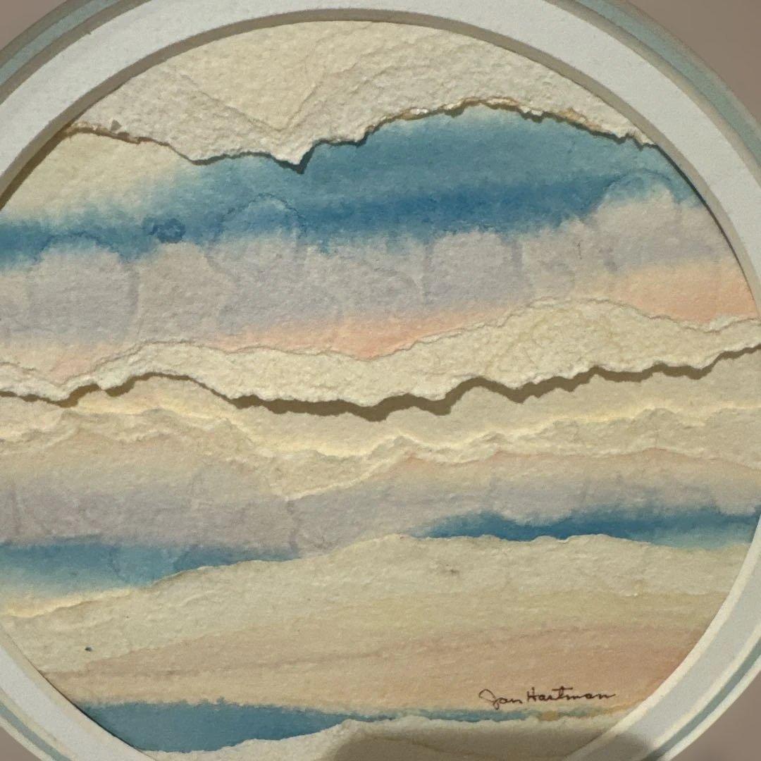 Jan Hartman ヴィンテージ風景コラージュ 水彩 夕焼け　マウイ島 92