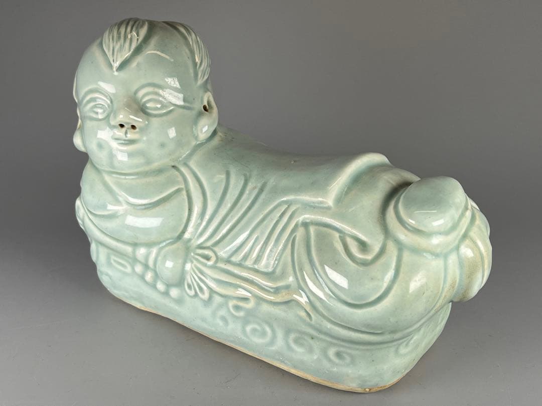 古磁 中国 古美術 陶枕？ アンティーク 銘あり 美品 古玩  置物