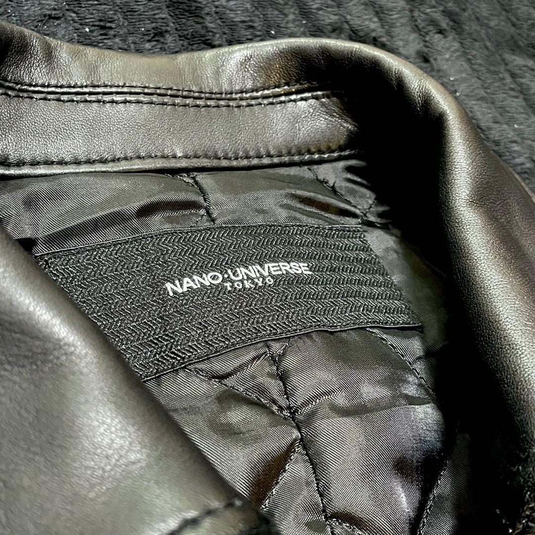 ナノユニバース　サーモライトシングルライダース　L シープスキン　ブラック