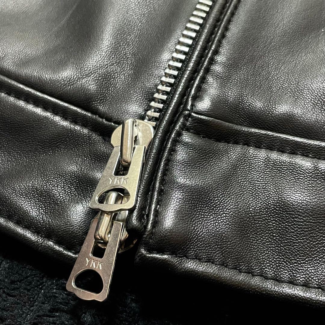 ナノユニバース　サーモライトシングルライダース　L シープスキン　ブラック