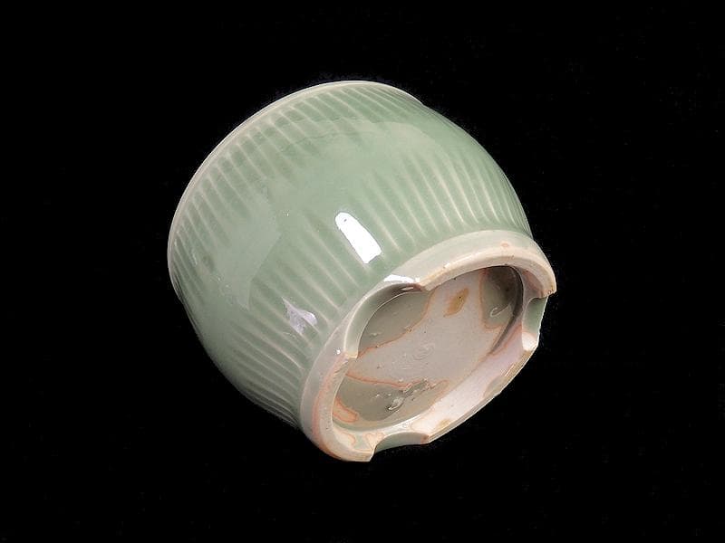 三田青磁　幾何学紋　草紋の図　火入れ　D876AS-Bks