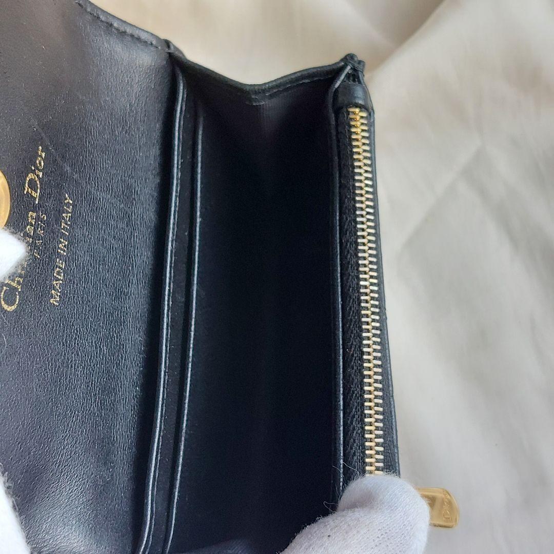 【現行】 ディオール 財布  オールグライシンウォレット 黒 革 パール